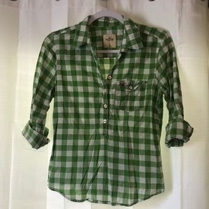 Hollister 3/4 length sleeve gingham top